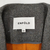 ENFOLD ウールリバーノーカラーコート サイズ36 コート グレー レディース エンフォルド【中古】3-1103A◎