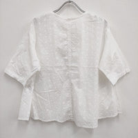 Cotton House Aya CSSB02665AM カットワーク ブラウス 五分袖 サイズM カットソー ホワイト レディース コットンハウスアヤ【中古】4-0719S♪