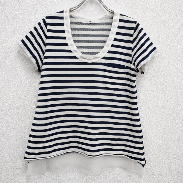 sacai luck 12SSLU411 2 フリル ボーダー レイヤード 半袖T