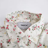 YAECA 15154 サイズM リバティ B.D SHIRT ボタンダウン 花柄 半袖シャツ アイボリー レディース ヤエカ【中古】4-0609S♪