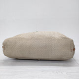 HENRY CUIR レザートートバッグ 編み込み メッシュレザー ビーズ トートバッグ ベージュ レディース アンリークイール【中古】3-1006G◎