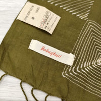 babaghuri J0557ESF331 刺繍 フリンジ コットン マフラー ストール カーキ レディース ババグーリ【中古】4-0613M◎