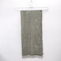 babaghuri J0582ESF86 刺繍 フリンジ コットン マフラー ストール カーキ レディース ババグーリ【中古】4-0613M◎