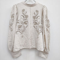 Ameri VINTAGE EMBROIDERY PUFF BLOUSE 刺繍 サイズF ブラウス シャツ ベージュ レディース アメリヴィンテージ【中古】4-0318M♪