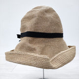 mature ha BOXED HAT 11cm brim grosgrain ribbon ペーパーハット ボックスハット ハット ベージュ レディース マチュアーハ【中古】4-0618M◎