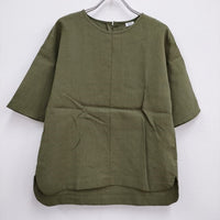 atelier naruse 未使用品 リネンベルスリーブブラウス 定価15000円 na-M02008 シャツ カーキ レディース アトリエナルセ【中古】4-0419S♪