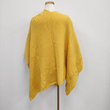 mino みの ウール カシミヤ ケーブルニット ポンチョ イエロー レディース【中古】3-1223T♪