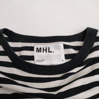 MHL. 595-7168513 サイズ2 ボーダー 半袖Ｔシャツ カットソー ブラック ホワイト レディース エムエイチエル【中古】4-0609S♪