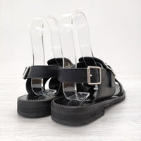 MARGARET HOWELL 23SS 578-3170003 OILED LEATHER SANDAL プレミアムライン サイズL 定価59400円 サンダル ブラック レディース マーガレットハウエル【中古】4-0711S◎