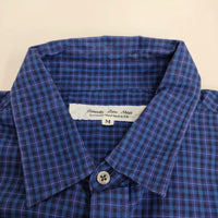 Bennetts Lane Shirts イギリス製 チェック サイズM 長袖シャツ ブルー ネイビー レディース べネッツレーンシャツ【中古】4-0308M♪