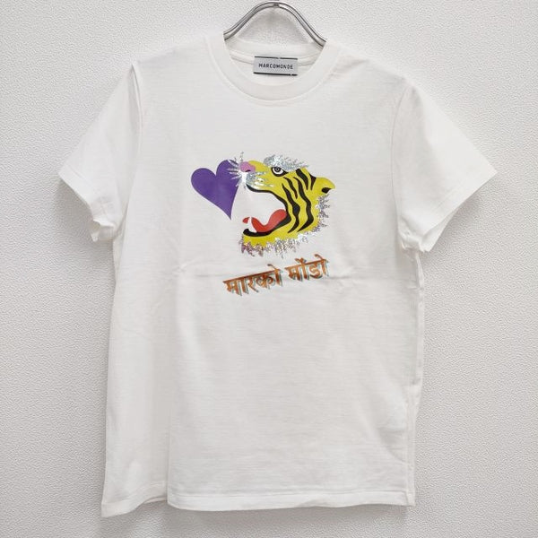 MARCOMONDE タイガープリント 虎 トラ サイズ1 半袖Ｔシャツ カットソー ホワイト レディース マルコモンド【中古】4-0714S♪