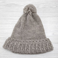 CLIPPER CASUALS ポンポン付き 帽子 ニットキャップ ブラウン レディース クリッパーカジュアル【中古】3-1113T◎