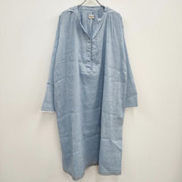 BUNON 新品 Hood Gather Dress 定価49500円 サイズF リネンコットン フード付き ワンピース ライトブルー レディース ブノン【中古】4-0419M♪