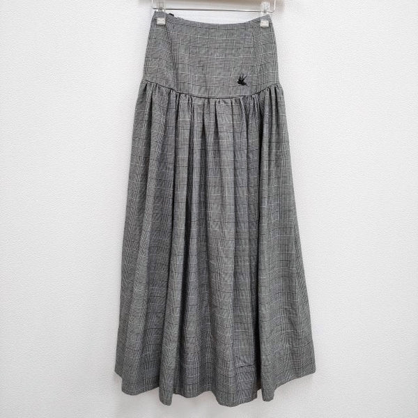 RhodolirioN 新品 Long Gathered Skirt 定価26400円 サイズ1 ロングスカート 22AW ブラック ホワイト レディース ロドリリオン【中古】3-1031T♪