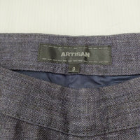 ARTISAN リネン サイズ9 タック ワイド パンツ ネイビー レディース アルチザン【中古】4-0409M◎