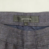 ARTISAN リネン サイズ9 タック ワイド パンツ ネイビー レディース アルチザン【中古】4-0409M◎