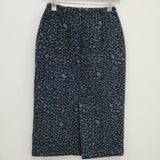 INDIVI レオパード ジャカードストレートスカート ヒョウ柄 36 タイト ロングスカート ブラック ネイビー インディヴィ【中古】3-1207T♪