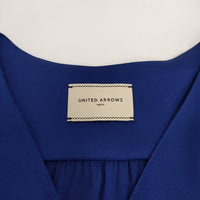 UNITED ARROWS UBCS メタルボタン Vネック パフスリーブブラウス ブラウス シャツ ブルー レディース ユナイテッドアローズ【中古】4-0614S♪