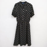 FRED PERRY POLKA DOT SHIRT DRESS ドット柄 シャツドレス F8476 ワンピース ブラック ベージュ レディース フレッドペリー【中古】4-0614S♪