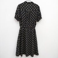 FRED PERRY POLKA DOT SHIRT DRESS ドット柄 シャツドレス F8476 ワンピース ブラック ベージュ レディース フレッドペリー【中古】4-0614S♪