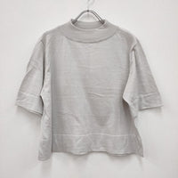 MARGARET HOWELL 22SS 578-2162002 TWISTED COTTON SILK モックネック コットンシルク 五分袖ニット サイズ2 ニット ライトグレー レディース マーガレットハウエル【中古】4-0216M◎