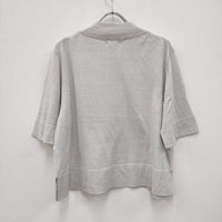 MARGARET HOWELL 22SS 578-2162002 TWISTED COTTON SILK モックネック コットンシルク 五分袖ニット サイズ2 ニット ライトグレー レディース マーガレットハウエル【中古】4-0216M◎