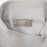 MARGARET HOWELL 22SS 578-2162002 TWISTED COTTON SILK モックネック コットンシルク 五分袖ニット サイズ2 ニット ライトグレー レディース マーガレットハウエル【中古】4-0216M◎