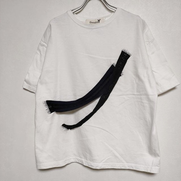 GROUND Y Tape 5.6oz cotton Jersey Original tape Big T-Shirt 半袖Ｔシャツ カットソー ホワイト レディース グラウンドワイ/YOHJI【中古】4-0701S∞