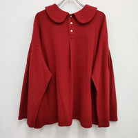 nest Robe ウールミルドジャージ 丸襟プルオーバー 01224-1284 ニット レッド レディース ネストローブ【中古】3-1215T♪