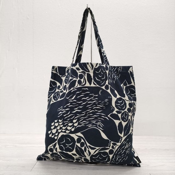 marimekko 柄 コットン トートバッグ ネイビー レディース マリメッコ【中古】4-0710G◎