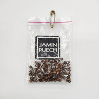 JAMIN PUECH ビーズ レース コットン ハンドバッグ チャコールグレー ブラウン レディース ジャマンピュエッシュ【中古】3-1111G◎