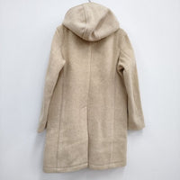 Danton WOOL MOSSER フード付きロングコート D－8457 WOM レザーボタン サイズ36 コート アイボリー レディース ダントン【中古】3-1118A♪