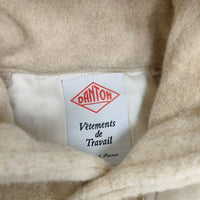 Danton WOOL MOSSER フード付きロングコート D－8457 WOM レザーボタン サイズ36 コート アイボリー レディース ダントン【中古】3-1118A♪