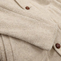 Danton WOOL MOSSER フード付きロングコート D－8457 WOM レザーボタン サイズ36 コート アイボリー レディース ダントン【中古】3-1118A♪