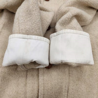 Danton WOOL MOSSER フード付きロングコート D－8457 WOM レザーボタン サイズ36 コート アイボリー レディース ダントン【中古】3-1118A♪
