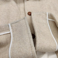 Danton WOOL MOSSER フード付きロングコート D－8457 WOM レザーボタン サイズ36 コート アイボリー レディース ダントン【中古】3-1118A♪