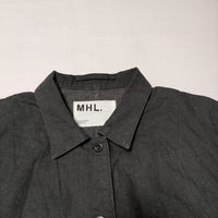 MHL. 595-1157500 COTTON HEMP DRILL 半袖 ワンピース 21SS ブラック レディース エムエイチエル【中古】4-0701S∞