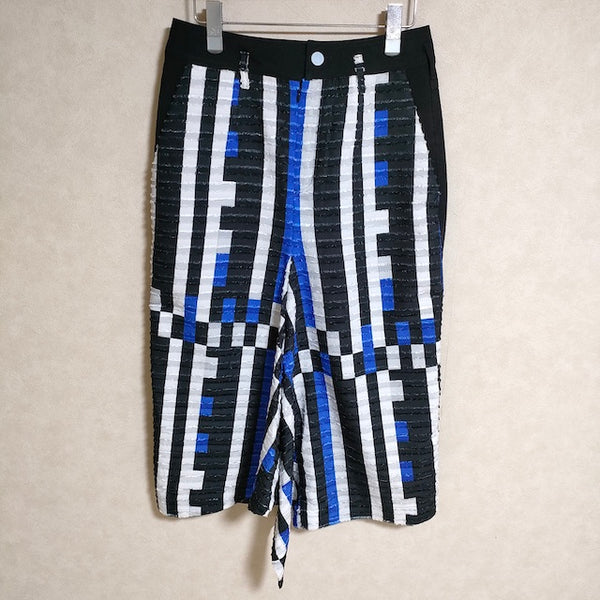 tactor カットジャガード サイズ1 配色 ロングスカート ブラック ブルー レディース タクター【中古】3-1121M△