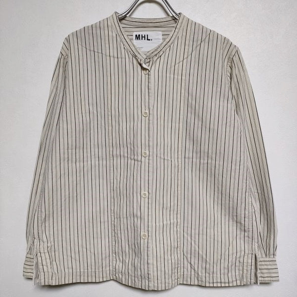 MHL. 595-8153506 WIDESTRIPECOTTON ストライプ 長袖 ブラウス シャツ 2018 ベージュ レディース エムエイチエル【中古】3-1126M∞