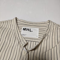 MHL. 595-8153506 WIDESTRIPECOTTON ストライプ 長袖 ブラウス シャツ 2018 ベージュ レディース エムエイチエル【中古】3-1126M∞