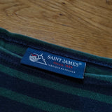 SAINT JAMES ボーダー ボートネック カットソー ネイビー グリーン レディース セントジェームス【中古】3-1229M△