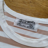 FORDMILLS ボーダー サイズM 長袖Ｔシャツ カットソー ロンＴ ホワイト ピンクベージュ レディース フォードミルズ【中古】3-1229M△