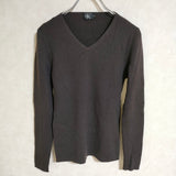 Calvin Klein ウール リブニット Vネック ニット ブラウン レディース カルバンクライン【中古】3-1121T△