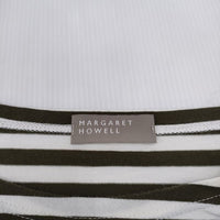 MARGARET HOWELL ボーダー 578-9169001 サイズ2 コットン Ｔシャツ カットソー グリーン ホワイト レディース マーガレットハウエル【中古】4-0313M☆