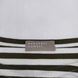 MARGARET HOWELL ボーダー 578-9169001 サイズ2 コットン Ｔシャツ カットソー グリーン ホワイト レディース マーガレットハウエル【中古】4-0313M☆