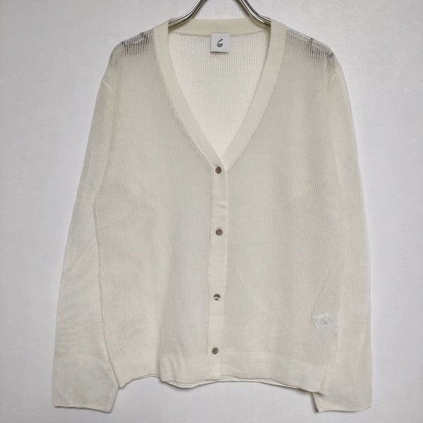 ROKU 6 BEAUTY&YOUTH SUKE STRIPE V NECK CARDIGAN 定価16500円 カーディガン アイボリー レディース ロクビューティアンドユース【中古】4-0407M∞