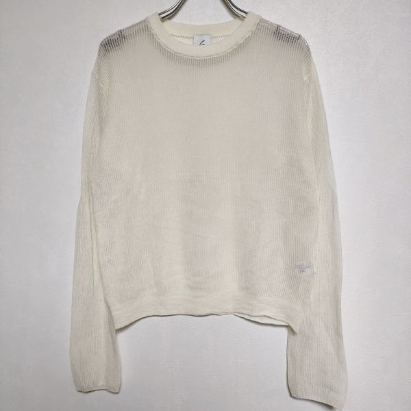 ROKU 6 BEAUTY&YOUTH SUKE STRIPE CREW NECK PULLOVER 定価14300円 ニット アイボリー レディース ロクビューティアンドユース【中古】4-0407M∞