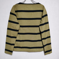 MHL. 595-3169500 WIDE STRIPE DRY JERSEY 長袖Ｔシャツ カットソー ロンＴ 2022 カーキ レディース エムエイチエル【中古】3-1129M∞