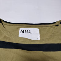 MHL. 595-3169500 WIDE STRIPE DRY JERSEY 長袖Ｔシャツ カットソー ロンＴ 2022 カーキ レディース エムエイチエル【中古】3-1129M∞