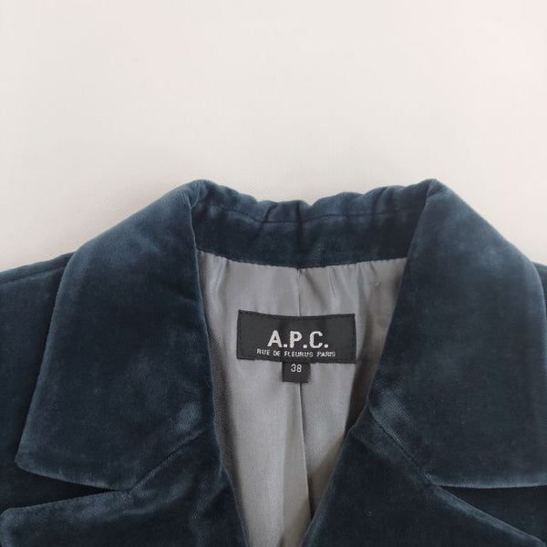 A.P.C. ベロア素材 ダブルボタン フランス製 ベルベット サイズ38 テーラードジャケット ネイビー レディース アーペーセー【中古】 –  ブランド古着の専門店gee,jee（ジージー）